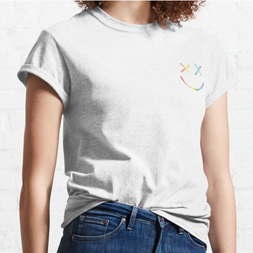 Louis Tomlinson T-Shirts - Rainbow Smiley Louis Tomlinson white background Classic T-Shirt RB0308