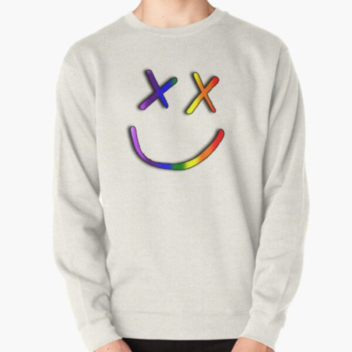 Louis Tomlinson Sweatshirts - Louis Tomlinson Rainbow Smiley 2 - White Pullover Sweatshirt RB0308