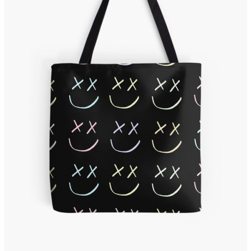 Louis Tomlinson Bags - Louis Tomlinson Smiley Rainbow Pastel Pack All Over Print Tote Bag RB0308