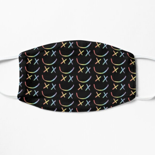 Louis Tomlinson Face Masks - Rainbow Smiley Louis Tomlinson black background Flat Mask RB0308